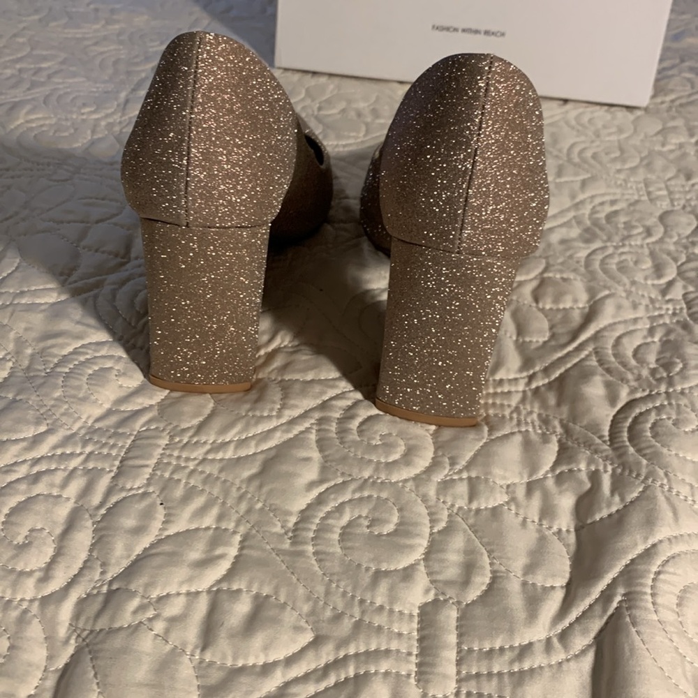Dream Pairs gold glitter block heel dressy shoes size 9 - Picture 4 of 12